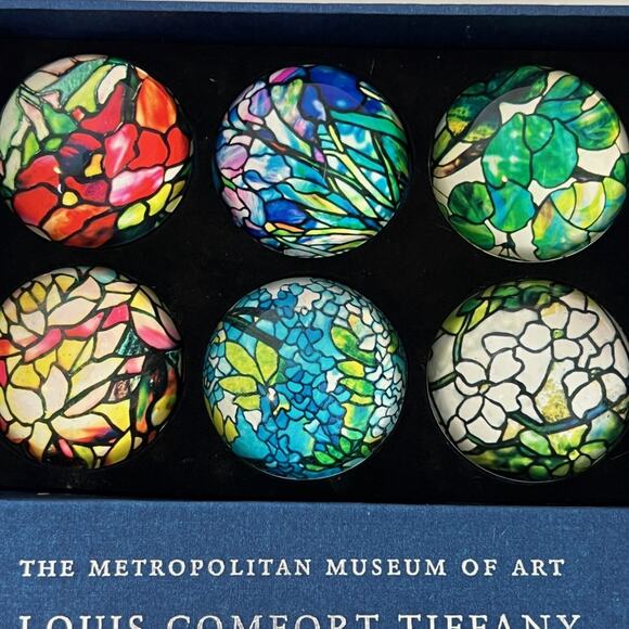 Set Of 6 Louis Comfort Tiffany Stained Glass Magnets Metropolitan Museum Of Art - Picture 3 of 6